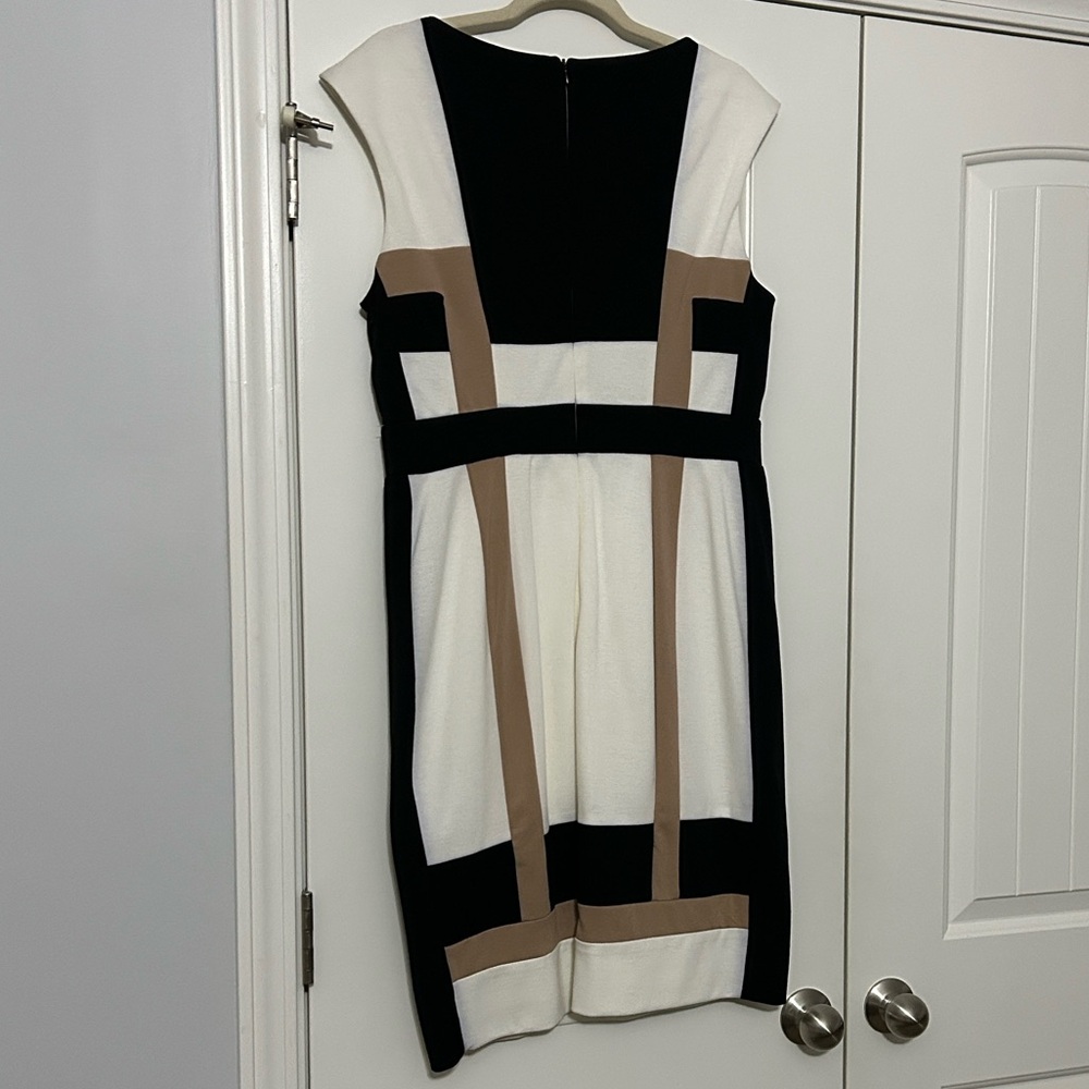 Maggy London Black and White Mini Dress with Tan Accents - Picture 5 of 5